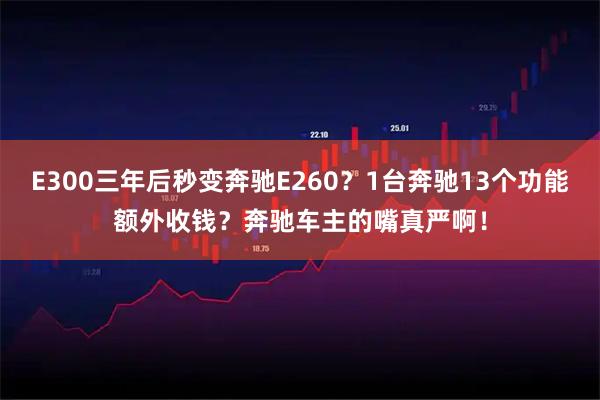 E300三年后秒变奔驰E260？1台奔驰13个功能额外收钱？奔驰车主的嘴真严啊！